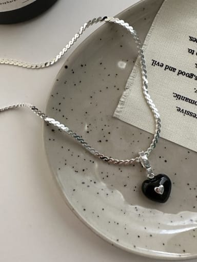 925 Sterling Silver Cubic Zirconia Heart Trend Necklace