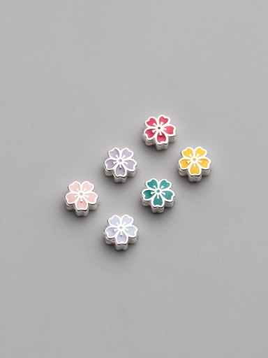 S925 silver electroplating drop glue color five-petal flower 6mm through-hole spacer beads