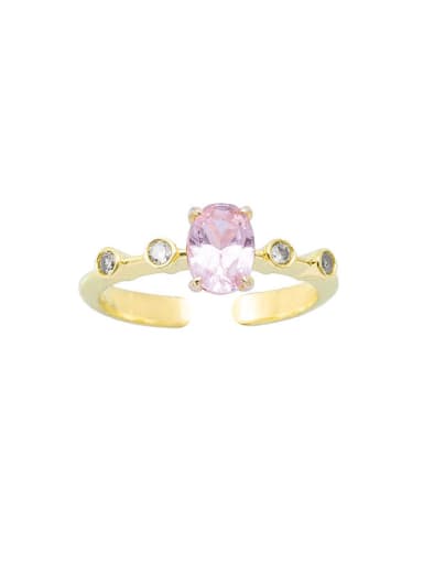 Gold + Pink 925 Sterling Silver Cubic Zirconia Geometric Dainty Band Ring