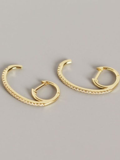 Gold 925 Sterling Silver Rhinestone White Geometric Trend Huggie Earring
