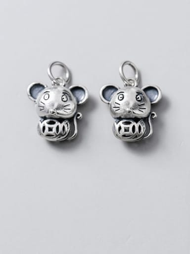 925 Sterling Silver Mouse Charm Height : 14.5 mm , Width: 13.5 mm