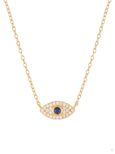 Gold color 925 Sterling Silver Cubic Zirconia Evil Eye Dainty Necklace
