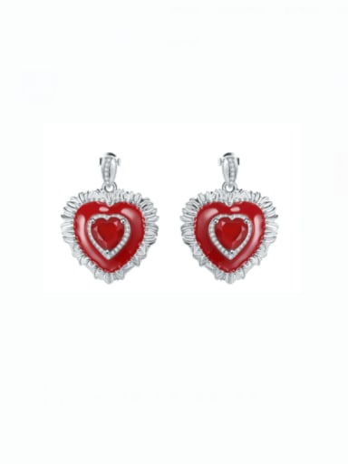 Red Agate Earrings 925 Sterling Silver Carnelian Heart Minimalist Stud Earring