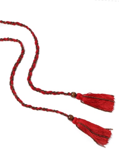 Bead Cotton Rope Cotton Tassel Artisan Long Belt/ Headband /Strand Necklace
