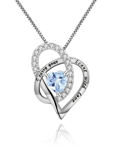 925 Sterling Silver Birthstone Minimalist  Heart Pendant Necklace