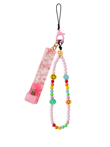 P68004 Pink Woven Handmade  Natural Stone Multi Color  Mobile Accessories