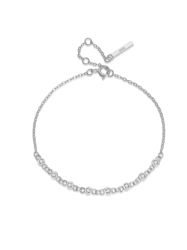 platinum 925 Sterling Silver Cubic Zirconia Geometric Dainty Adjustable Bracelet
