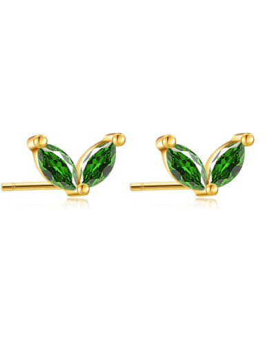 18k gold [green] 925 Sterling Silver Cubic Zirconia Geometric Dainty Stud Earring