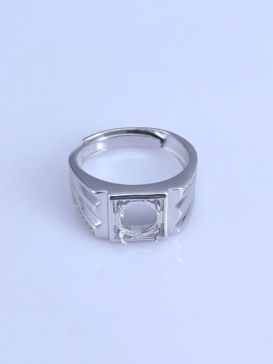 925 Sterling Silver 18K White Gold Plated Round Ring Setting Stone size: 8*8mm