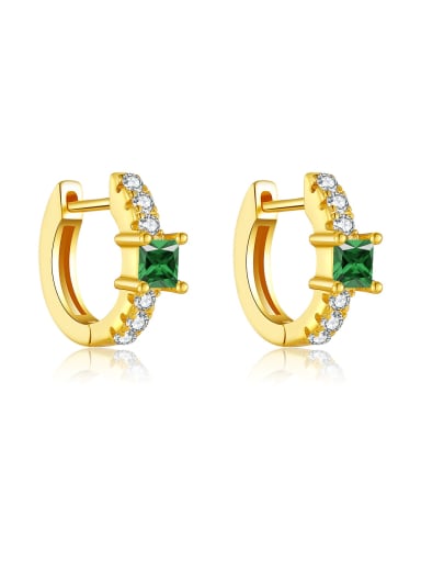 18k gold [green] 925 Sterling Silver Cubic Zirconia Geometric Dainty Stud Earring