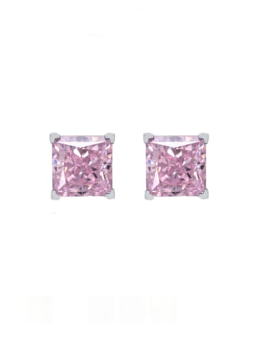 Pink [E 0210] 925 Sterling Silver High Carbon Diamond Geometric Luxury Stud Earring