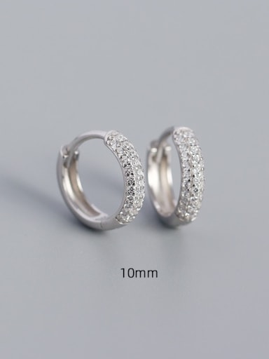 10mm Platinum 925 Sterling Silver Cubic Zirconia Geometric Minimalist Huggie Earring