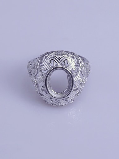 925 Sterling Silver 18K White Gold Plated Round Ring Setting Stone size: 8*180mm