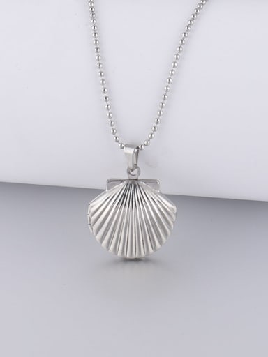 Stainless steel bead chain love pattern round shell book oval pendant necklace