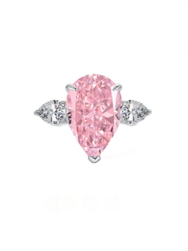 DY120630 Pink 925 Sterling Silver 8A Cubic Zirconia Water Drop Luxury Band Ring