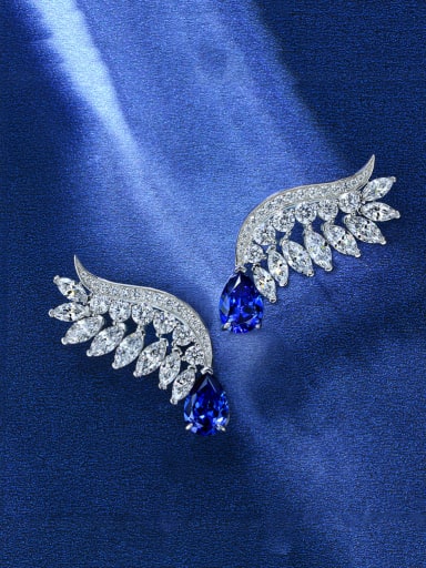 Blue [E0631] 925 Sterling Silver Cubic Zirconia Angel Luxury Cluster Earring