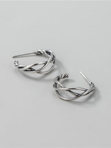 925 Sterling Silver Irregular Vintage Stud Earring