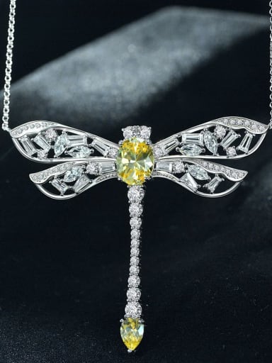 925 Sterling Silver High Carbon Diamond Dragonfly Luxury Necklace