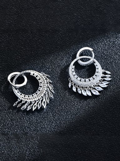 925 Sterling Silver High Carbon Diamond Geometric Luxury Huggie Earring