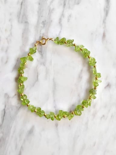 Green bracelet 17 +3cm Titanium Steel Natural Stone Multi Color Irregular Bohemia Handmade Beaded Bracelet