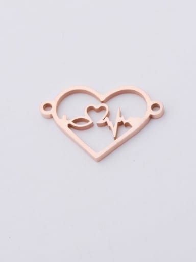 rose gold Stainless steel Hollow Love ECG Couple Exquisite Pendant/ Connectors