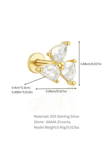 Single Gold 1 925 Sterling Silver Cubic Zirconia Geometric Dainty Single Earring
