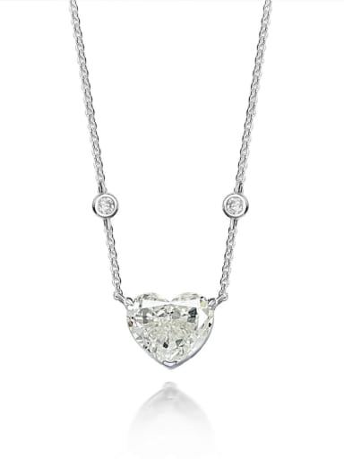White G [P 0855] 925 Sterling Silver High Carbon Diamond Heart Luxury Necklace