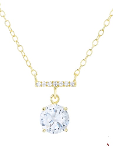 Golden +white 925 Sterling Silver Cubic Zirconia Geometric Dainty Necklace