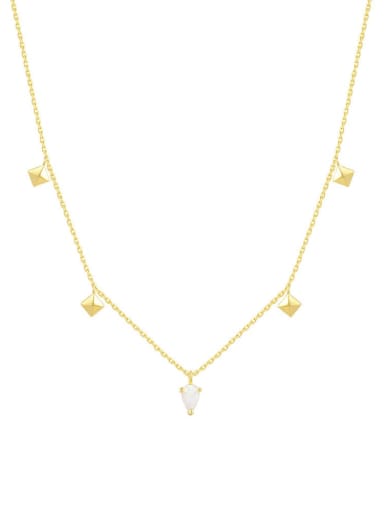 A3577 Gold 925 Sterling Silver Opal Geometric Dainty Necklace