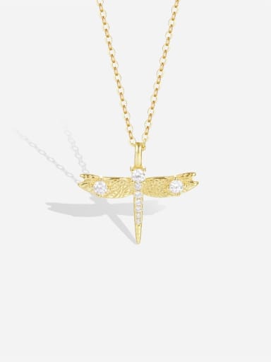 925 Sterling Silver Cubic Zirconia Dragonfly Dainty Regligious Necklace