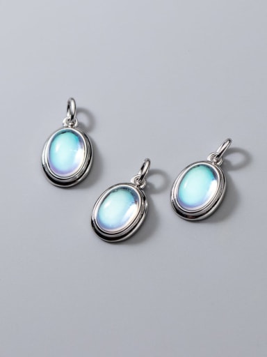 S925 Silver Electroplating Inlaid Moonstone Pendant