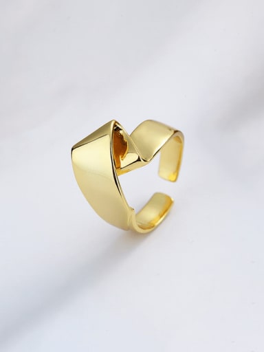 D029 Gold color 3.51g 925 Sterling Silver Irregular Minimalist Band Ring