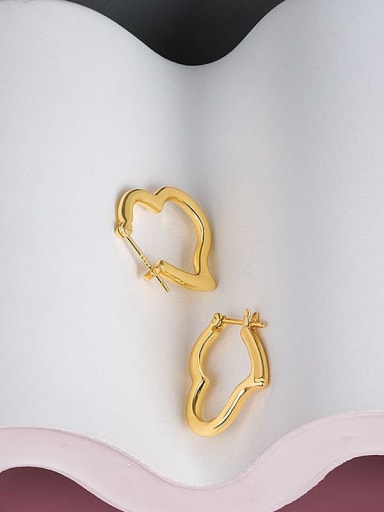 Gold 925 Sterling Silver Heart Minimalist Earring