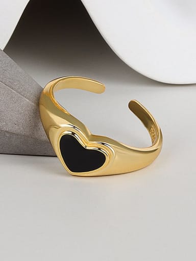 18K gold 925 Sterling Silver Acrylic Heart Minimalist Band Ring