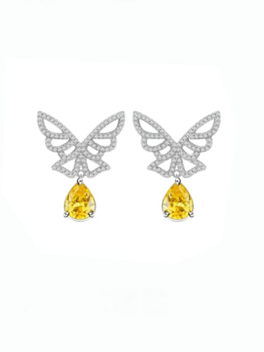 925 Sterling Silver Cubic Zirconia Butterfly Luxury Drop Earring