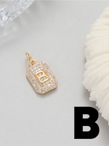 14 K gold N 0502 Brass Cubic Zirconia Minimalist English Letter Pendant