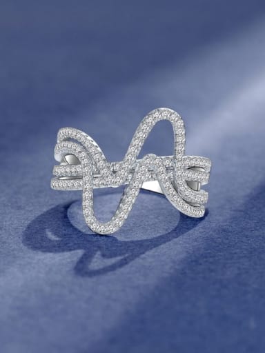 925 Sterling Silver High Carbon Diamond Irregular Luxury Band Ring