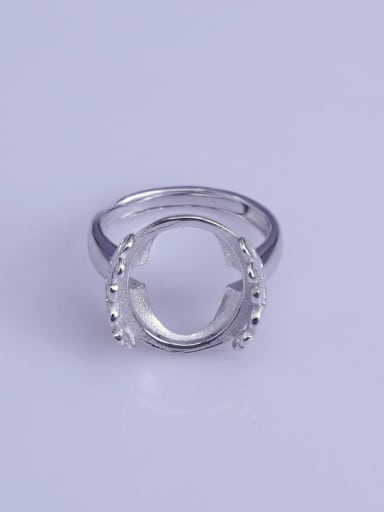 925 Sterling Silver 18K White Gold Plated Geometric Ring Setting Stone size: 13*16mm