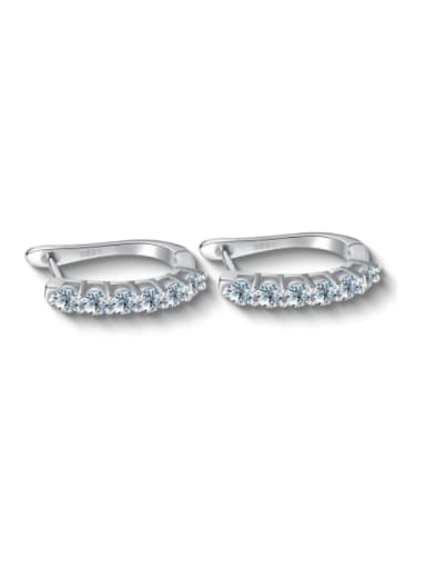 925 Sterling Silver Moissanite Geometric Dainty Huggie Earring