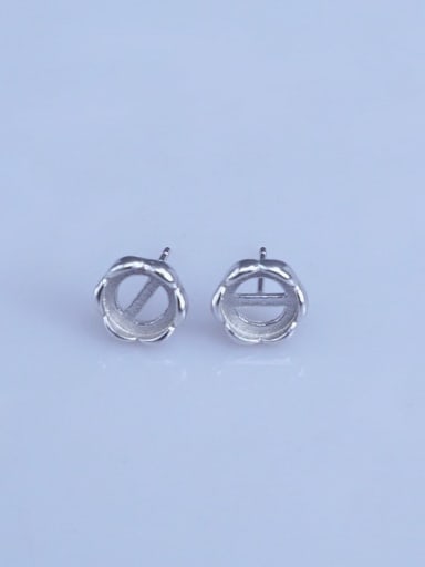 925 Sterling Silver 18K White Gold Plated Round Earring Setting Stone size: 7*7mm