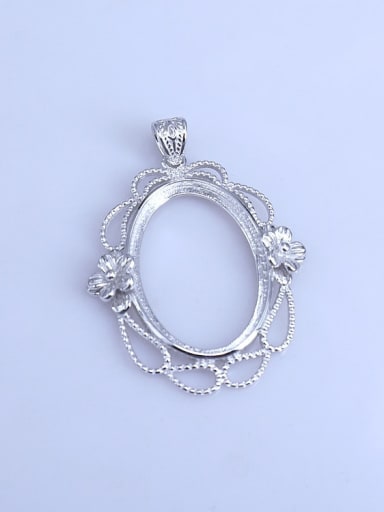 925 Sterling Silver Rhodium Plated Oval Pendant Setting Stone Size: 20*28MM