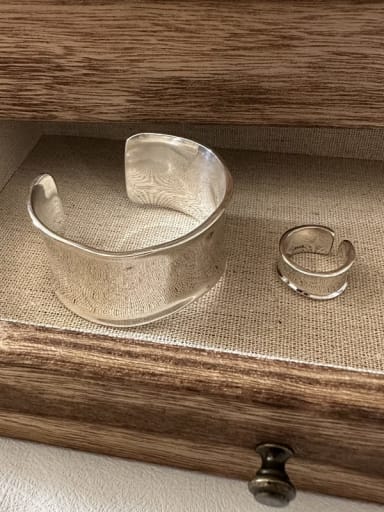 925 Sterling Silver Vintage Irregular Ring and Bangle Set