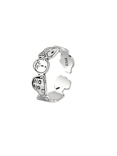 custom 925 Sterling Silver Icon Vintage Band Ring