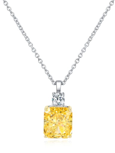 Yellow [P 0857] 925 Sterling Silver High Carbon Diamond Geometric Luxury Necklace