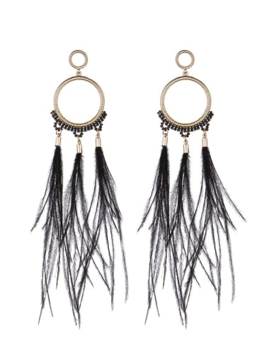 Alloy Feather Round Bohemia Hand woven Drop Earring