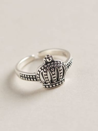 925 Sterling Silver Crown Vintage Band Ring