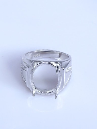 custom 925 Sterling Silver 18K White Gold Plated Geometric Ring Setting Stone size: 13*16mm