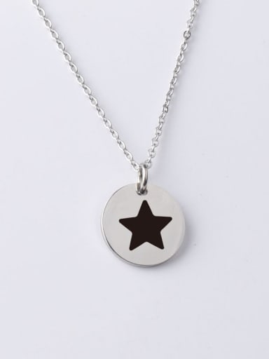 Natural color of steel Stainless steel disc five-pointed star series pendant necklace