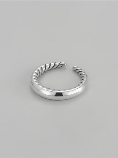 Glossy 925 Sterling Silver  Twist Round Vintage Band Ring