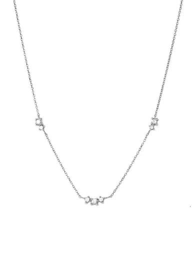 Platinum 925 Sterling Silver Cubic Zirconia Irregular Minimalist Necklace